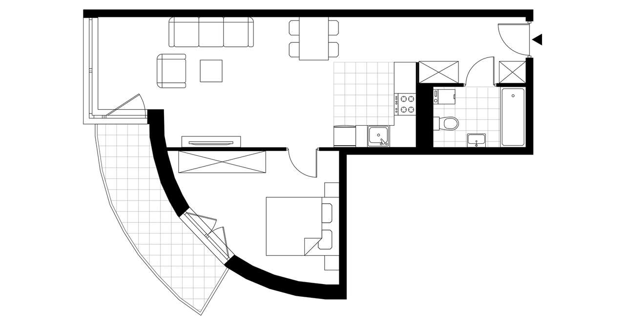 2-pokojowe mieszkanie 52m2 + balkon - Pełny obrazek: 3/8