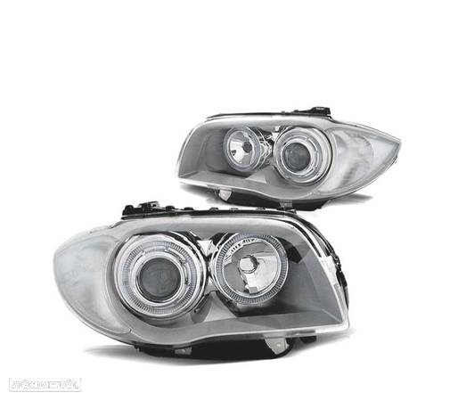 FARÓIS ANGEL EYES PARA BMW 1 E81 E87 04-11 CROMADO CCFL - 1