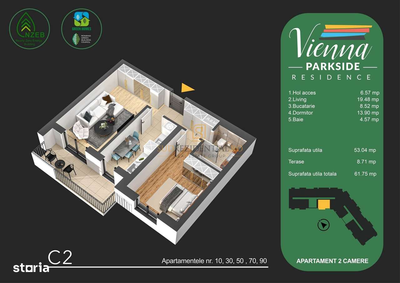 Direct Dezvoltator - Apartament modern, bloc nou, 2 camere, decomandat - Imagine principală: 5/20