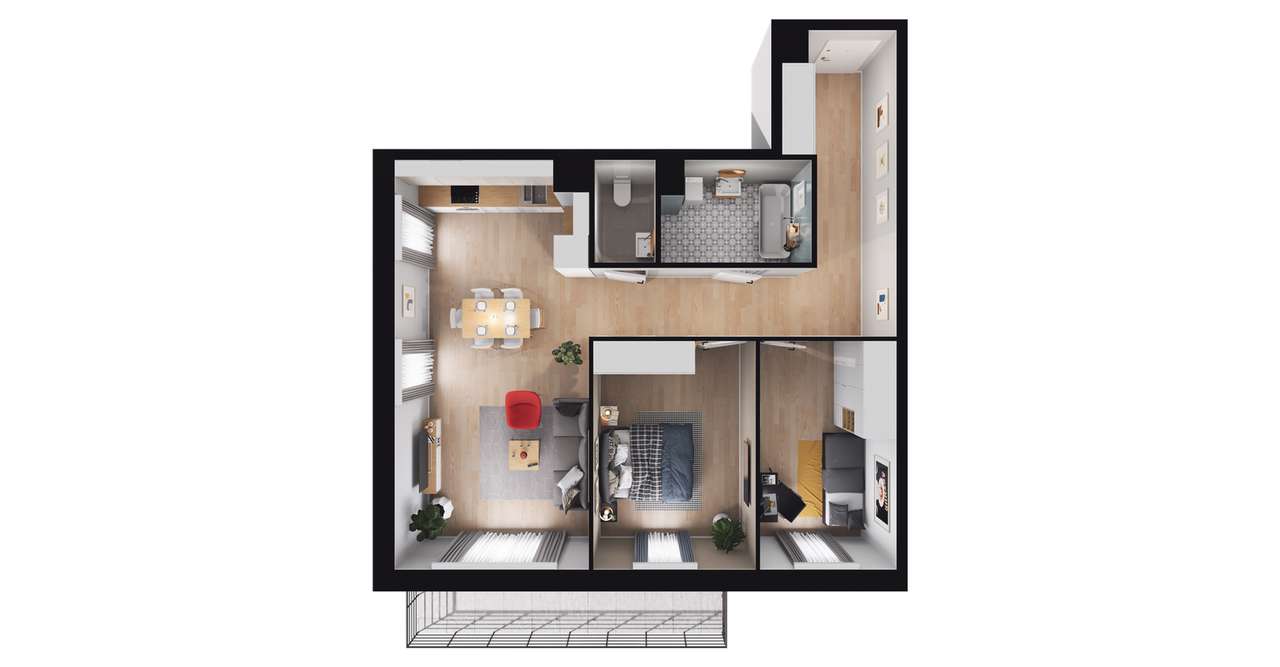 3-pokojowe mieszkanie 69m2 + balkon Bez Prowizji - Pełny obrazek: 2/8