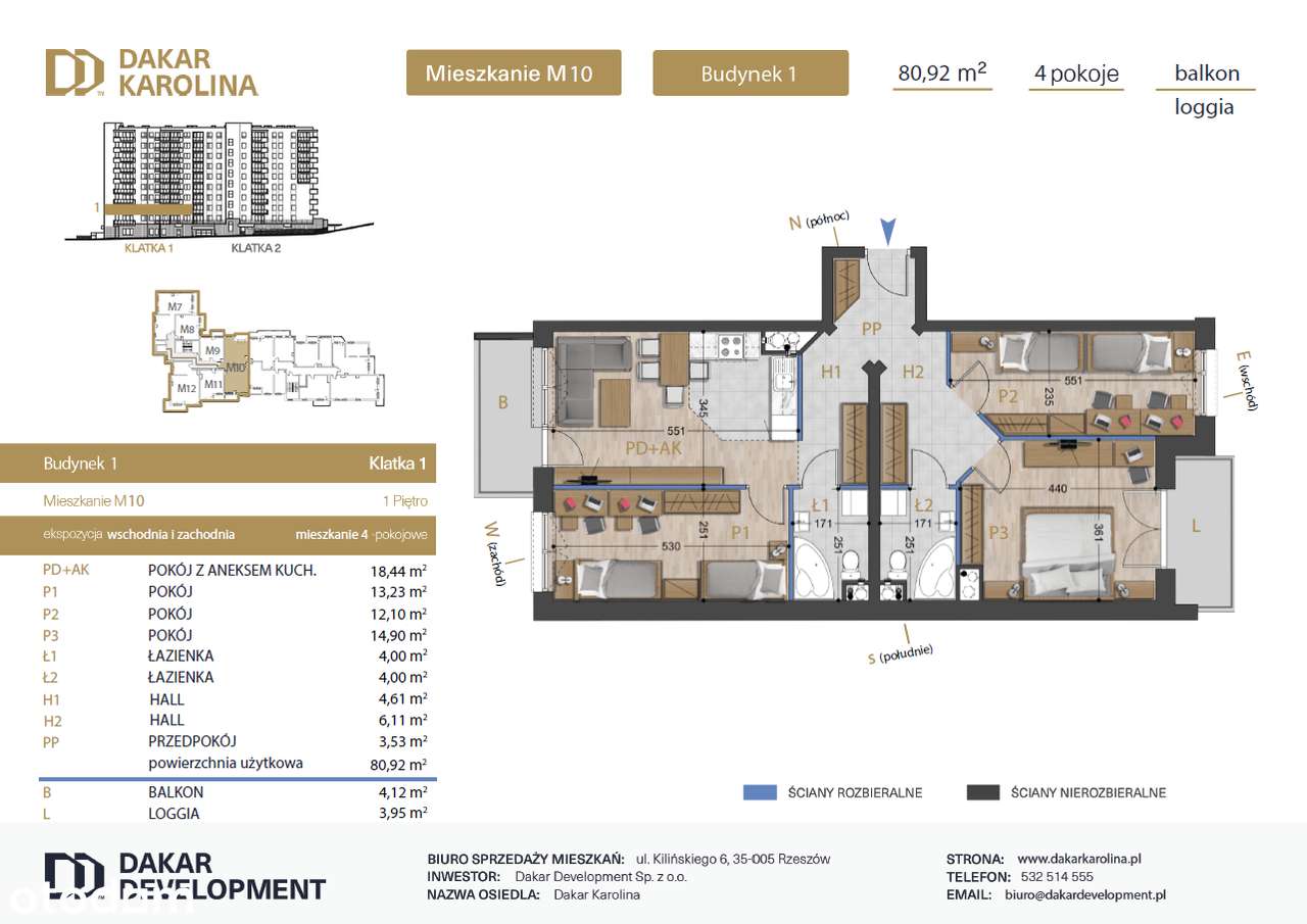 Komfortowe 4 pokoje 80,92 m² z 2 łazienkami i balkonem - Pełny obrazek: 2/6