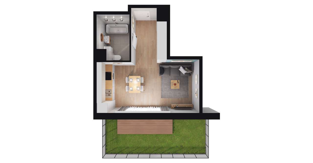 1-pokojowe mieszkanie 31m2 + ogródek Bezpośrednio - Pełny obrazek: 2/8