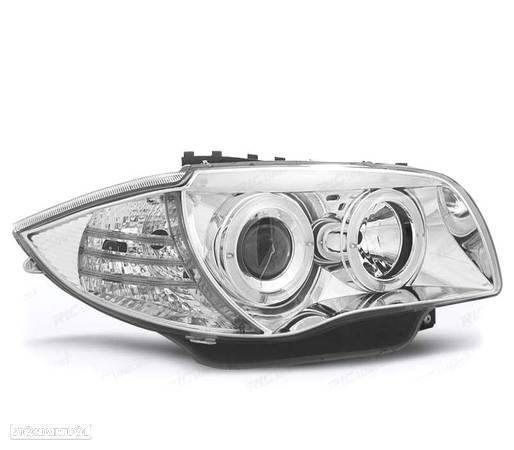 FARÓIS ANGEL EYES CCFL PARA BMW 1 E87 E82 E88 04-11 FUNDO CROMADO - 3