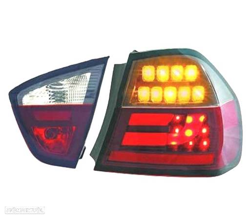 FAROLINS TRASEIROS CELIS LED PARA BMW E90 SEDAN 05-08 VERMELHO CROMADO ESCURECIDO - 2