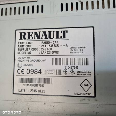 RENAULT CLIO IV RADIO NAVI GPS EKRAN MONITOR KOD - 3