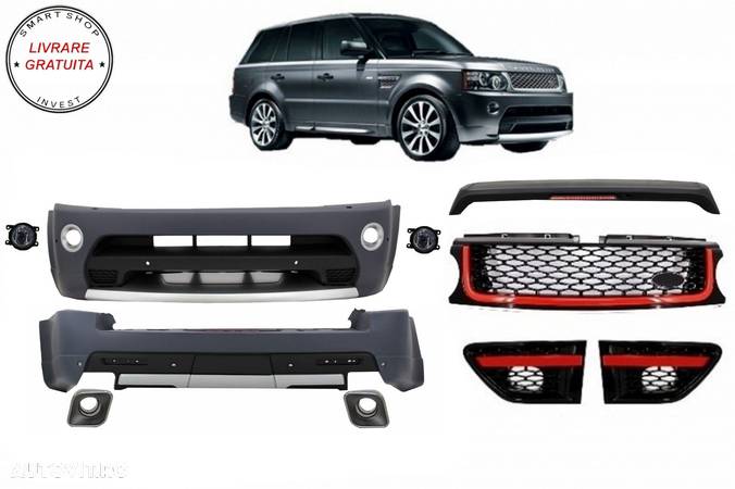 Pachet Exterior cu Grila Centrala Rosu Negru Land Range Rover Sport L320 Facelift - livrare gratuita - 1