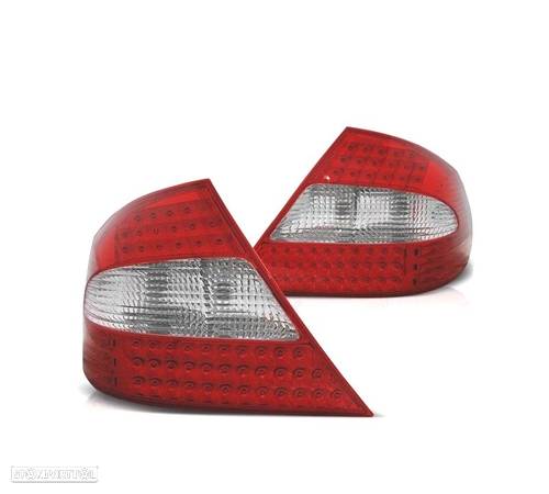 FAROLINS TRASEIROS PARA MERCEDES CLK W209 05-10 LED VERMELHO CROMADO - 1