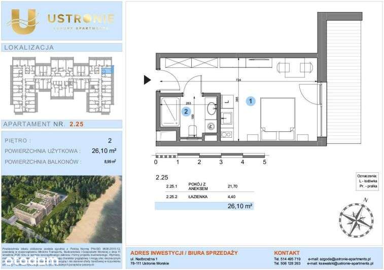 2-pokojowe mieszkanie 26m2 + balkon Bez Prowizji - Pełny obrazek: 2/7