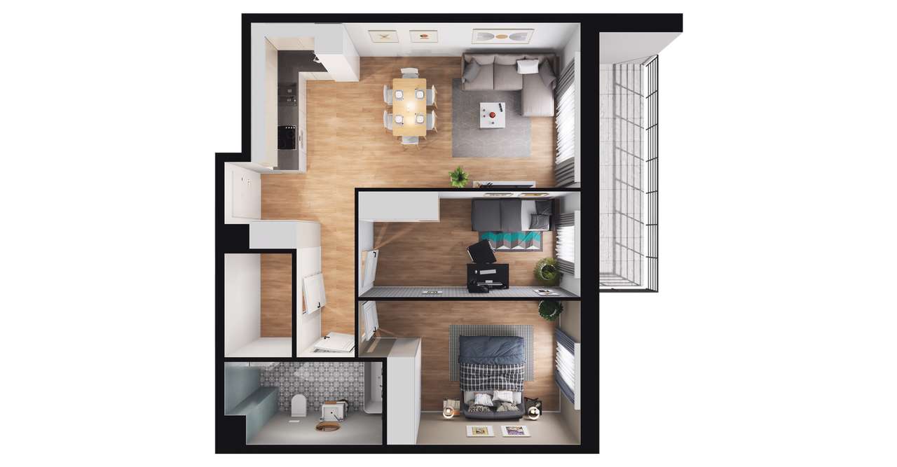 3-pokojowe mieszkanie 62m2 + balkon Bez Prowizji - Pełny obrazek: 2/8