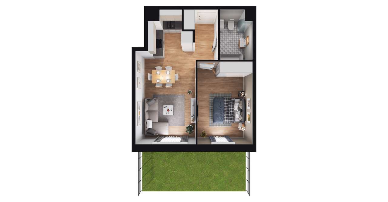 2-pokojowe mieszkanie 42m2 + ogródek Bezpośrednio - Pełny obrazek: 3/8