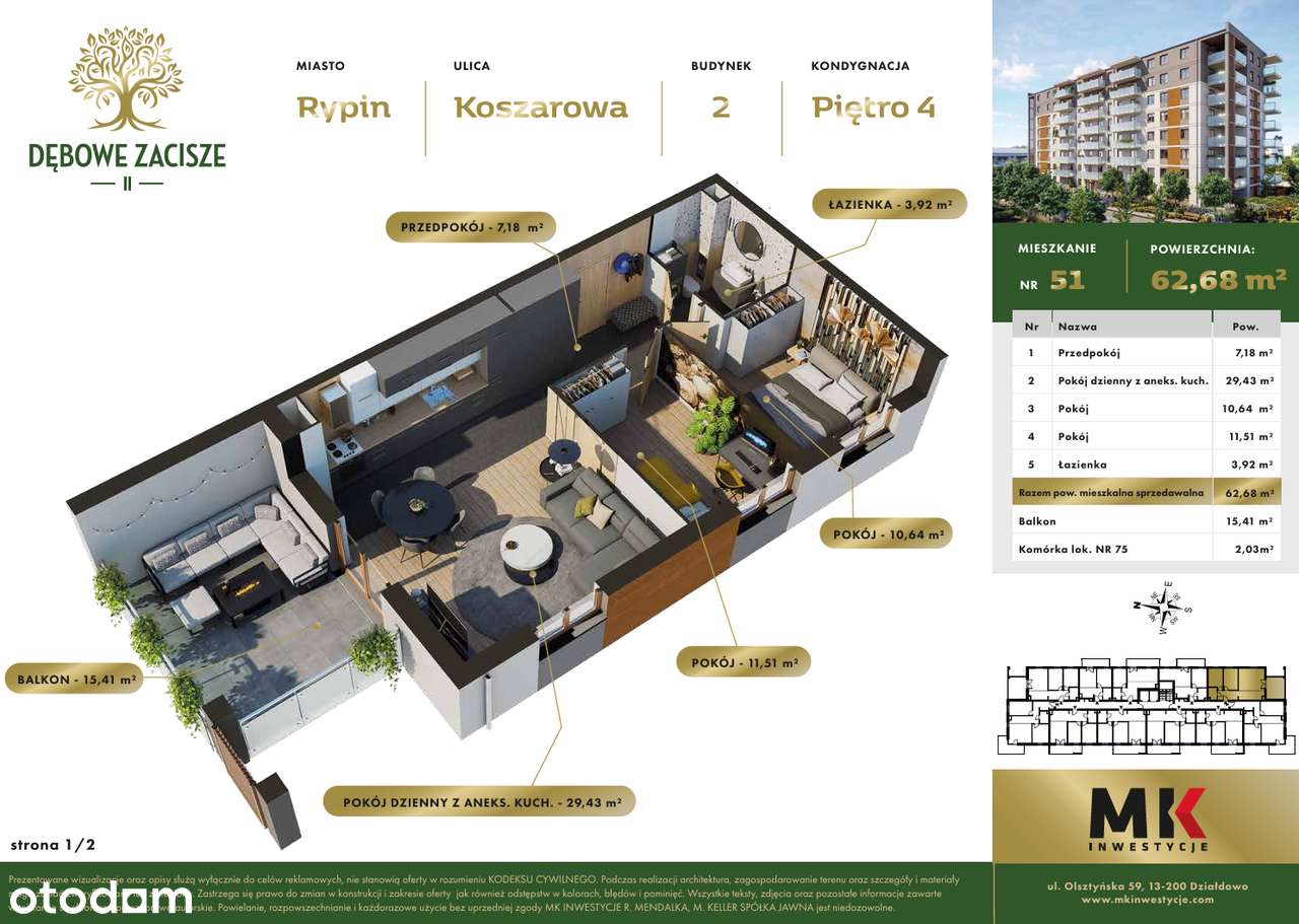 Przestronne mieszkanie w Budynku nr 2 - Dębowe Zacisze II - Pełny obrazek: 5/6