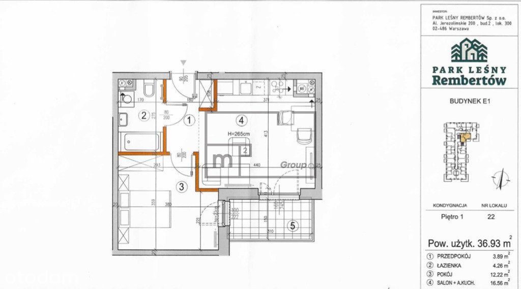 Mieszkanie, 36,93 m², Warszawa