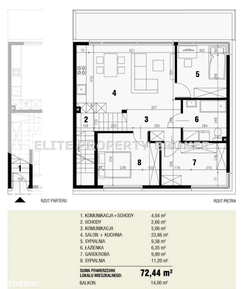 Mieszkanie 4-Pokojowe | 72,44 m² | Balkon 14 m²-1