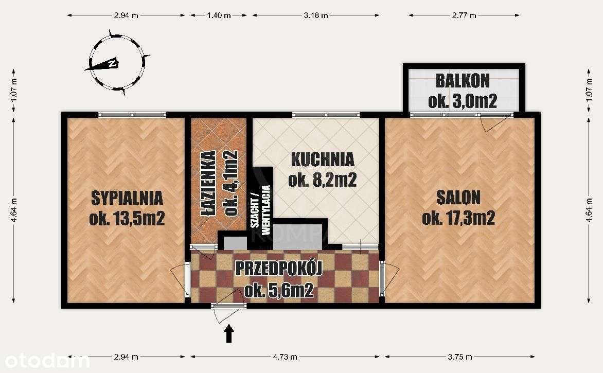 Przestronne 2 pok. Świetny Układ-12