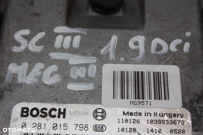 Sterownik silnika moduł ECU komputer Bosch 1.9 DCI RENAULT SCENIC III MEGANE III 0281015798 - 3