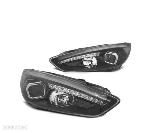 FARÓIS LED TRU DRL PARA FORD FOCUS MK3 15-18 BLACK PRETO - 2