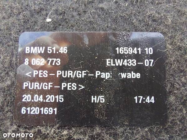 BMW F36 PÓŁKA BAGAZNIKA TYLNA TYL 8062773 - 3