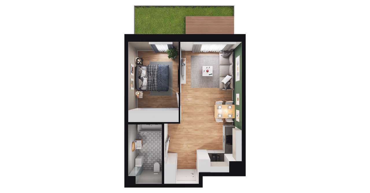 2-pokojowe mieszkanie 40m2 + ogródek Bez Prowizji - Pełny obrazek: 2/8