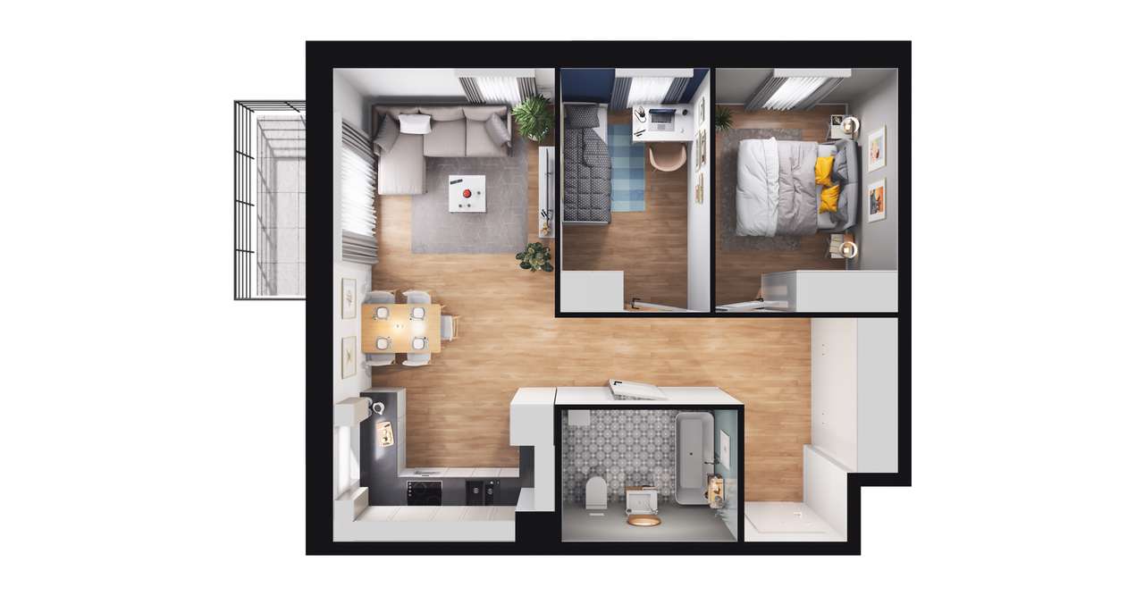 3-pokojowe mieszkanie 52m2 + balkon Bez Prowizji - Pełny obrazek: 2/8