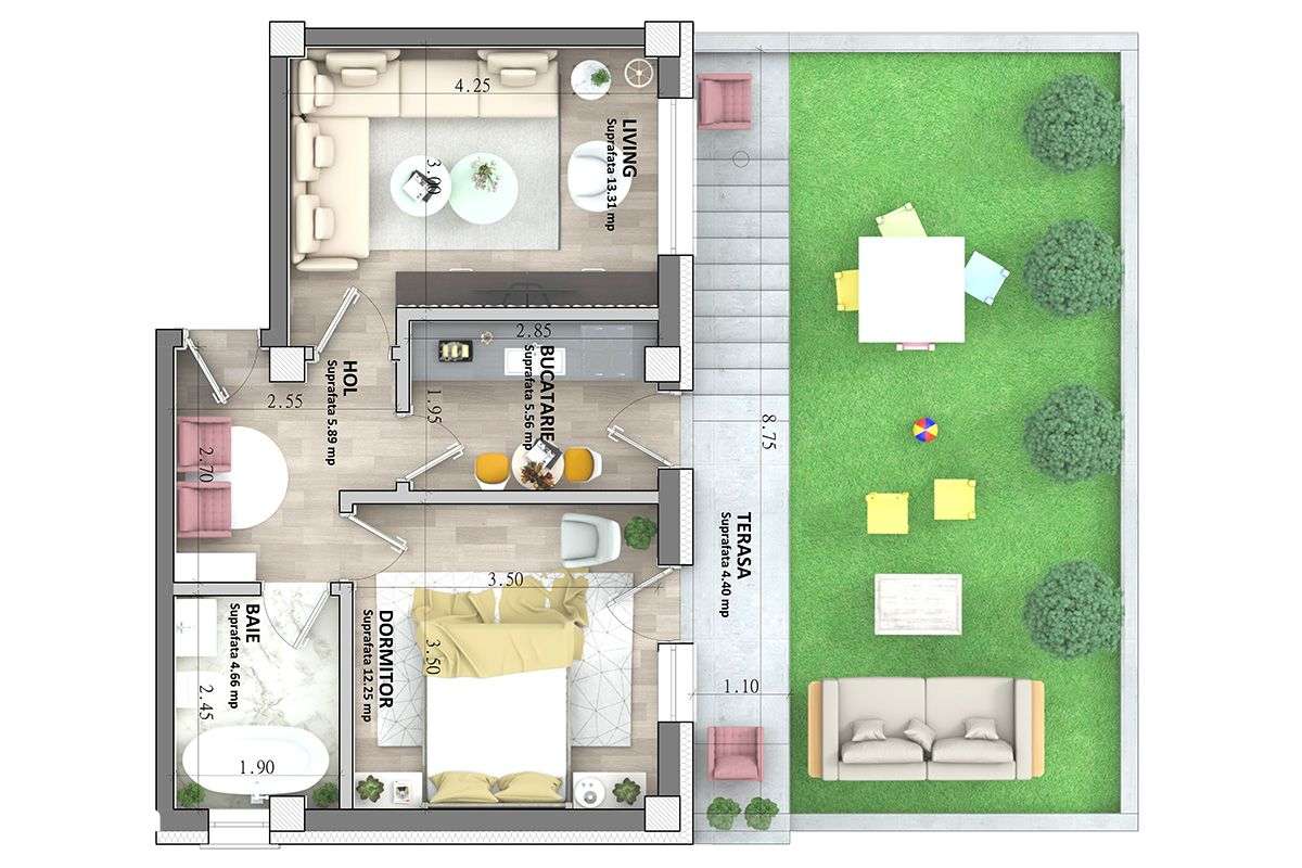 ASTORIA RESIDENCE  Apartament  2 camere  47m  curte  43m Lunca Cetatui - Imagine principală: 2/13