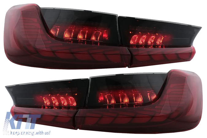 Stopuri LED BMW Seria 3 G20 G28 M3 G80 Sedan (2018-2022) Rosu Fumuriu cu Semnal Dinamic - 4