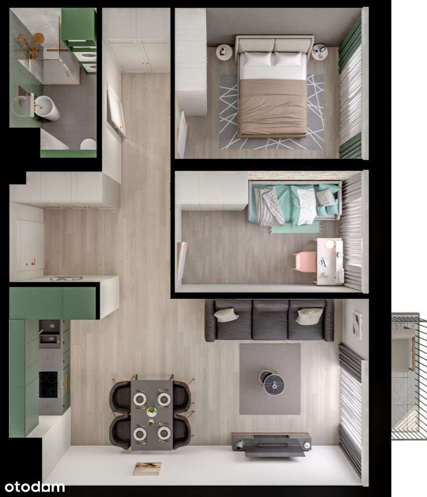 3 pokoje z balkonem, tereny zielone-6