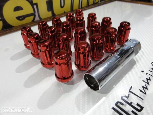 Porcas Lug Nuts para honda,Mazda,etc  35mm 12x1.50 Vermelho Conjunto 20 Unidades - 3