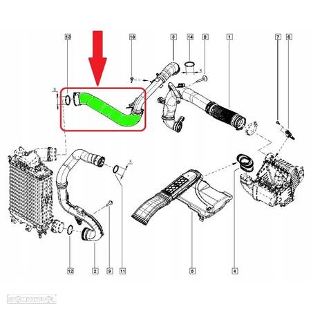 Tubo Intercooler Megane 4 IV Scenic IV Talismã 1.6 Dci 130 CV 144606343R - 2