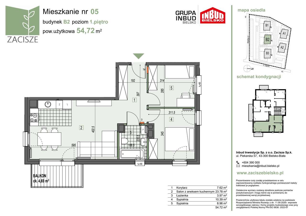 Apartamenty Zacisze | mieszkanie 3-pok. | B2.5 - Pełny obrazek: 2/7