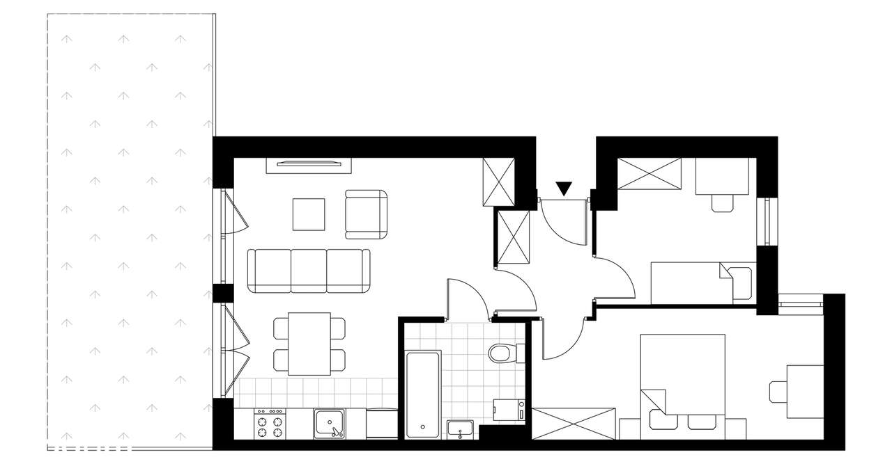 3-pokojowe mieszkanie 55m2 + ogródek - Pełny obrazek: 3/8