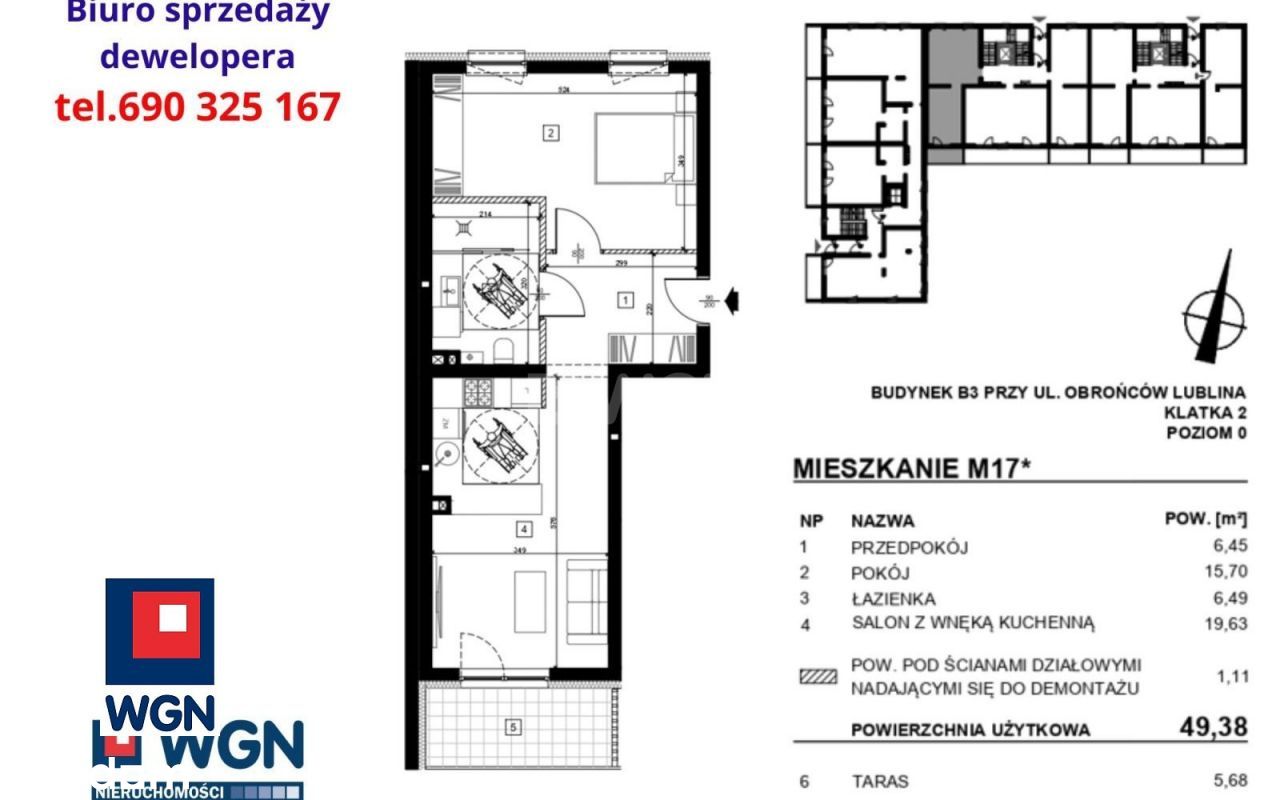Mieszkanie, 49,38 m², Lublin