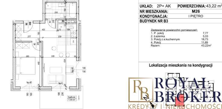 Mieszkanie os. Projektant ul. Dynowska 43,22 m2 - Pełny obrazek: 2/7