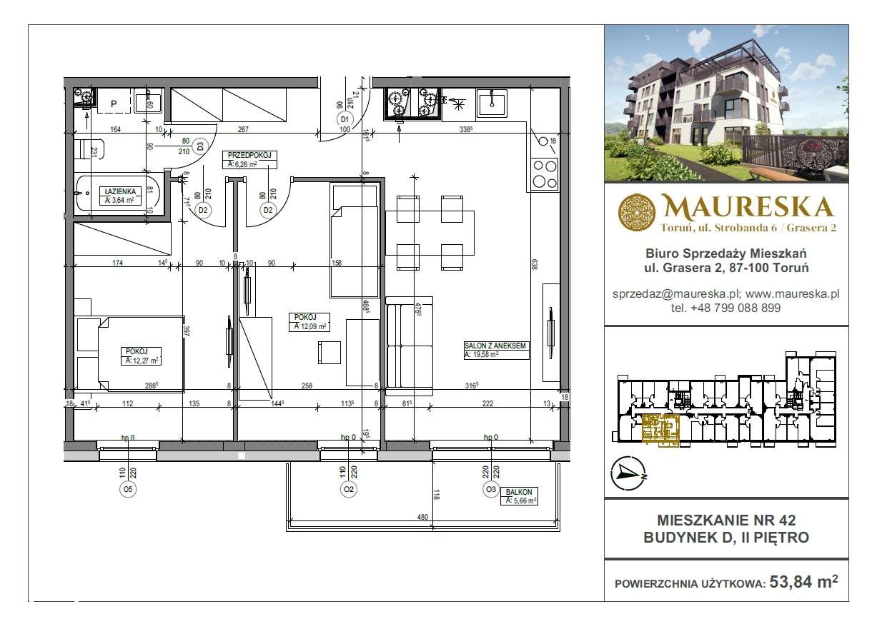 Osiedle Maureska | mieszkanie 3-pok. | D.42 - Pełny obrazek: 2/7