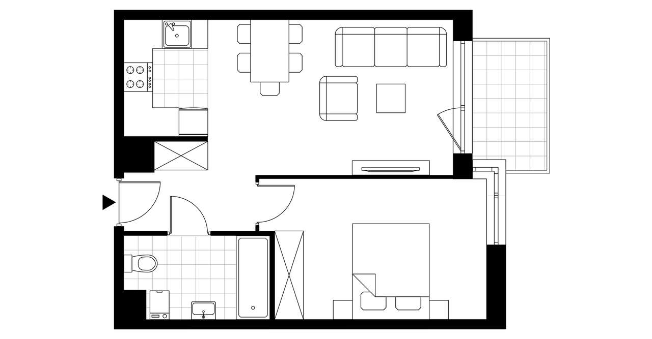 2-pokojowe mieszkanie 43m2 + balkon Bez Prowizji - Pełny obrazek: 3/8