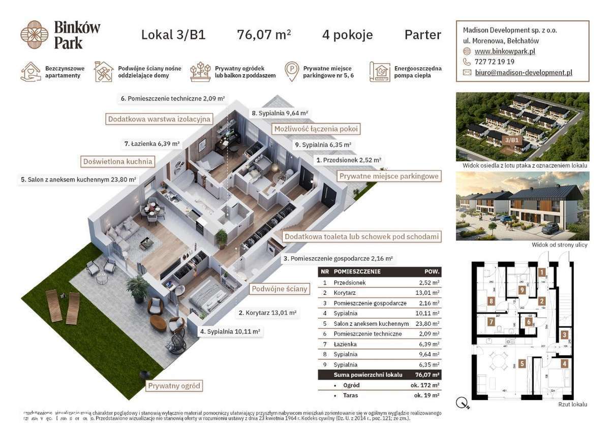 Binków Park - Dom B1 - NOWA INWESTYCJA - Ogródek Parking DOM - Pełny obrazek: 2/14