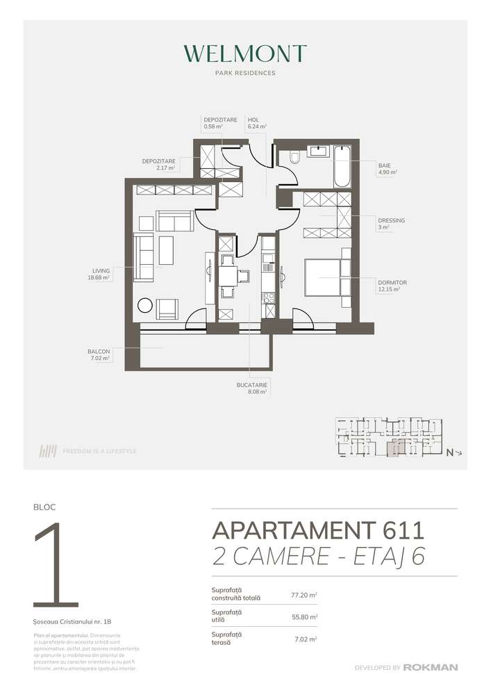 Dezvoltator Apartament doua camere Welmont - Imagine principală: 5/12