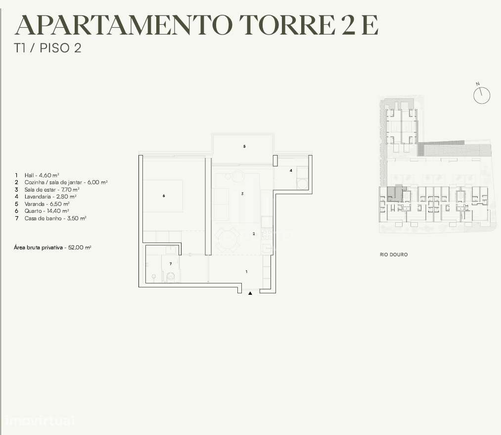 Apartamento T1com terraço em empreendimento de luxo no Campo Alegre, P - Grande imagem: 2/24