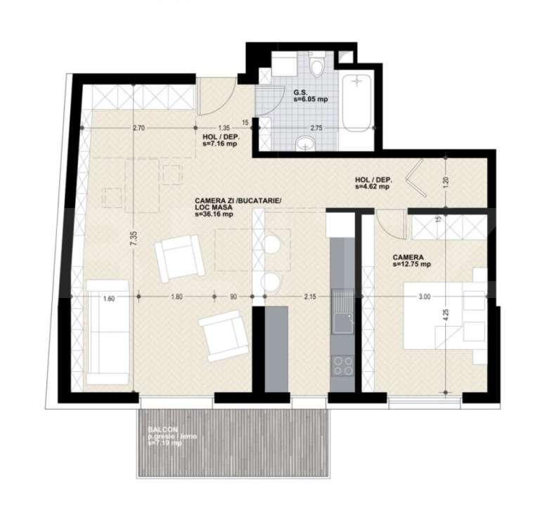 Apartament cu 2 camere, bloc nou, 67 mp, zona Dorobantilor - Imagine principală: 2/5