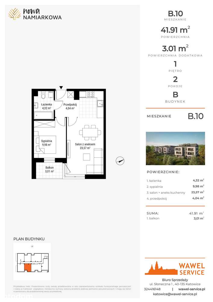 2-pokojowe mieszkanie 41m2 + balkon - Pełny obrazek: 2/8