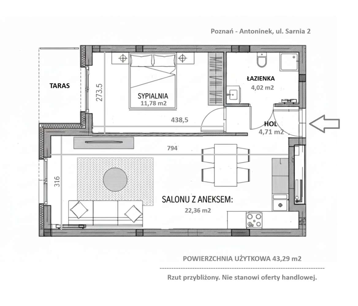 Apartament nad jeziorem - Młyn nad Cybiną | 2 pok.| Poznań ul Sarnia 2-19