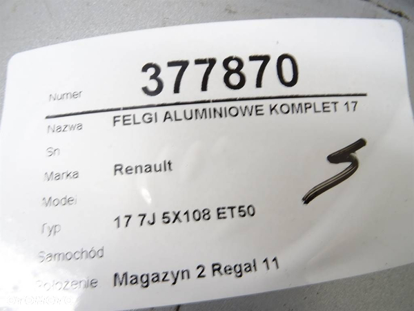 FELGI ALUMINIOWE KOMPLET 17 RENAULT - 10