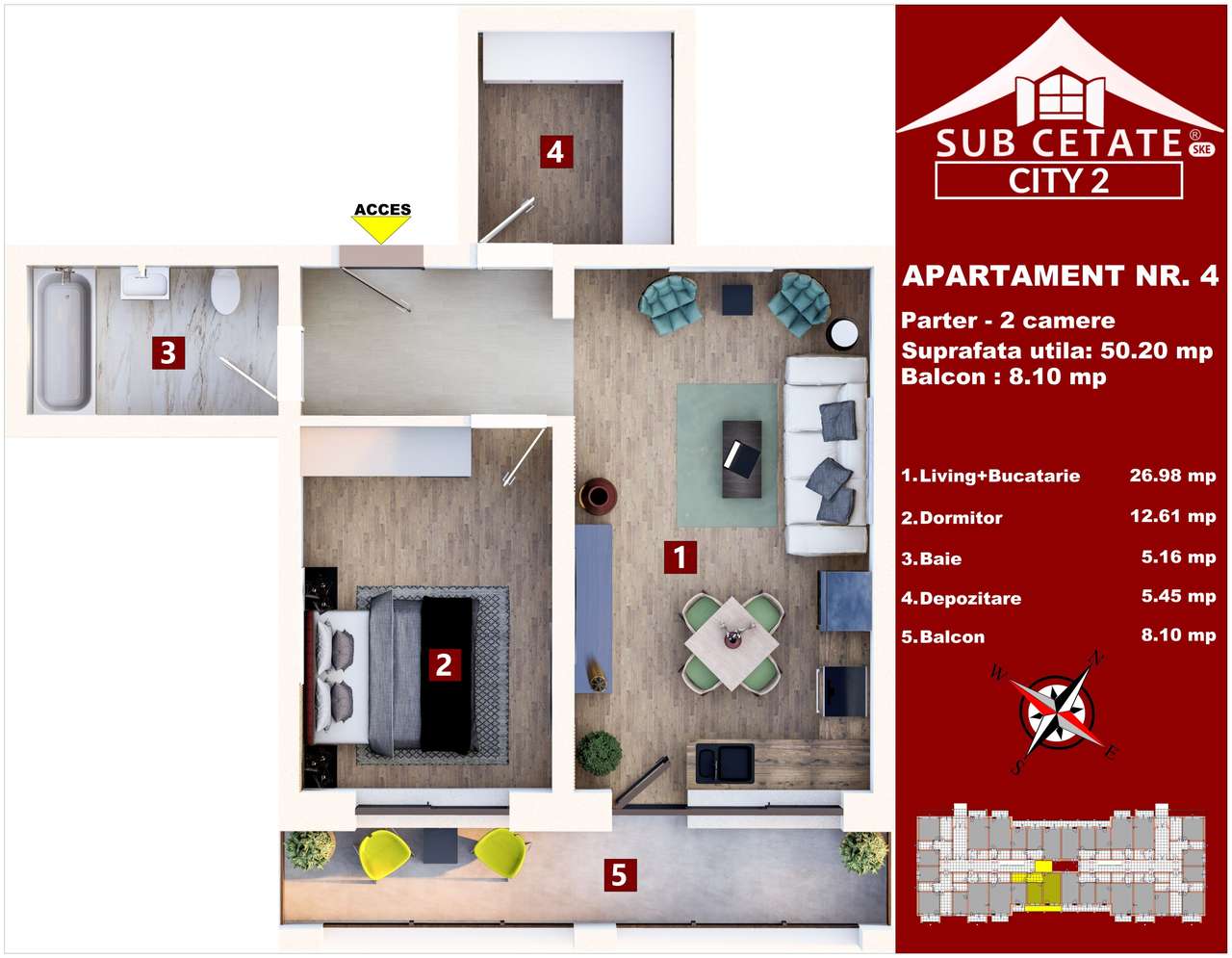 Studio de vanzare,suprafata generoasa - Direct Dezvoltator - Subcetate - Imagine principală: 3/9