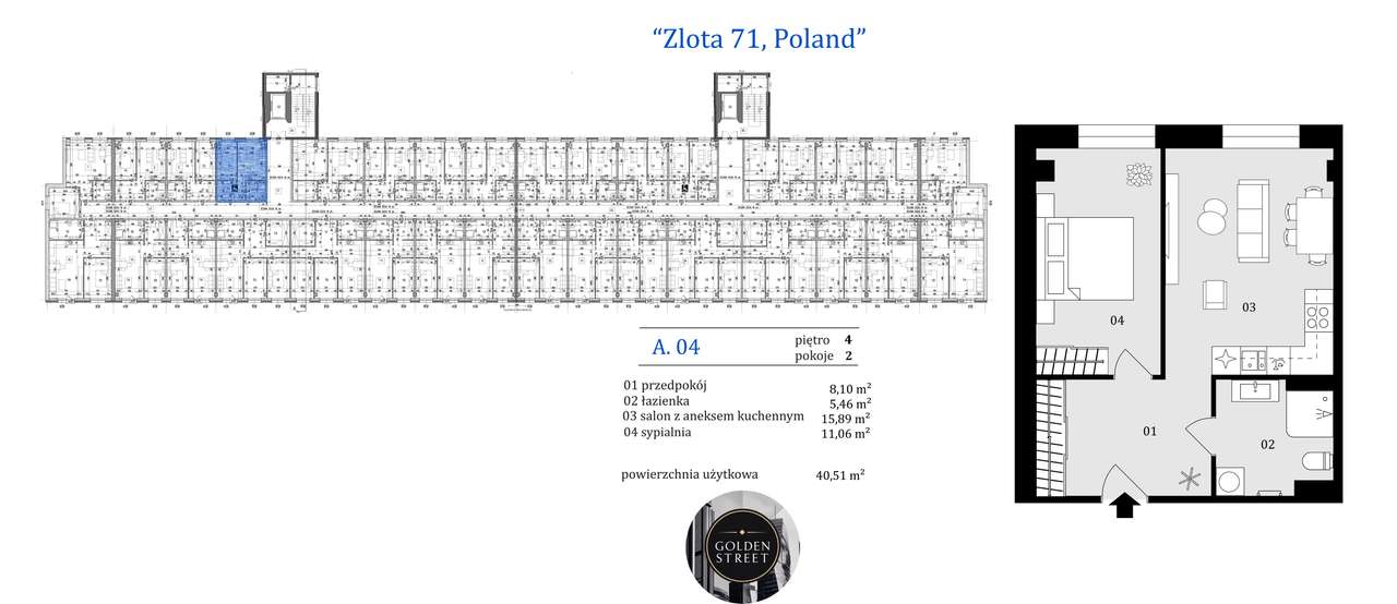 Złota 71 | mieszkanie 2-pok. | A.4.4 - Pełny obrazek: 4/10