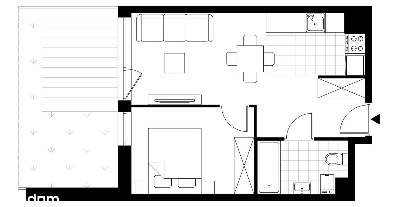 2-pokojowe mieszkanie 36m2 + ogródek - Pełny obrazek: 3/8