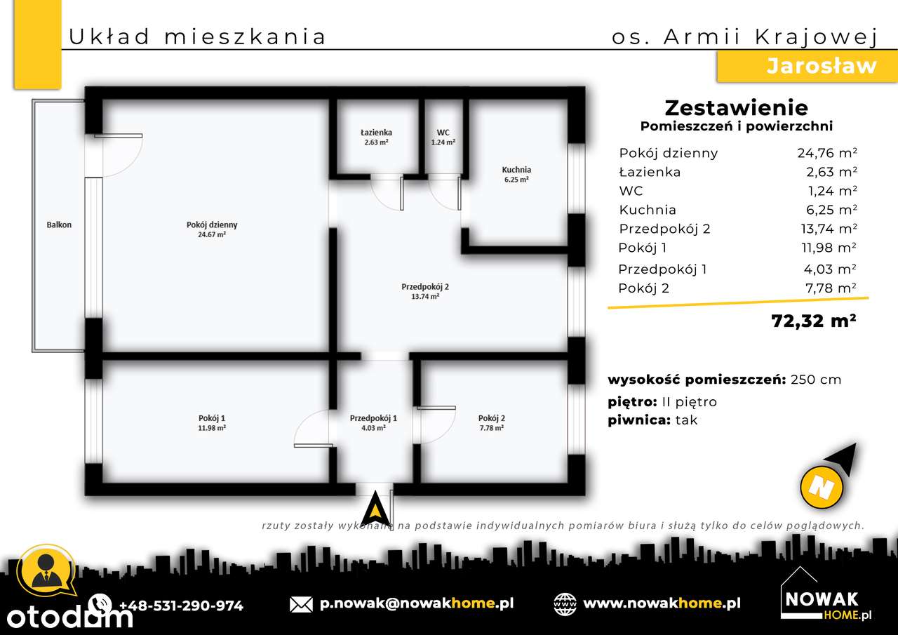Os. Armii Krajowej| 72 m²| 3 pokoje|  balkon| 2 pięt| piwnica| parking-10