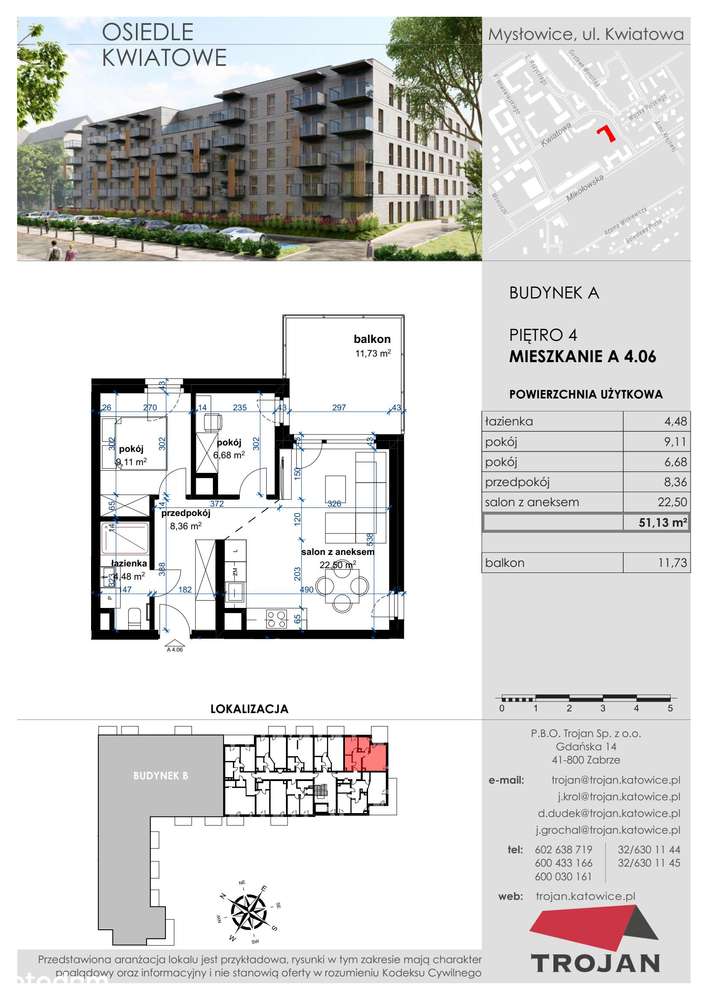 Mysłowice, Kwiatowa  | mieszkanie 3-pok. | A 4.06 - Pełny obrazek: 2/7