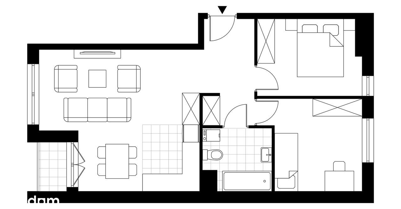 3-pokojowe mieszkanie 56m2 + loggia Bezpośrednio - Pełny obrazek: 3/7