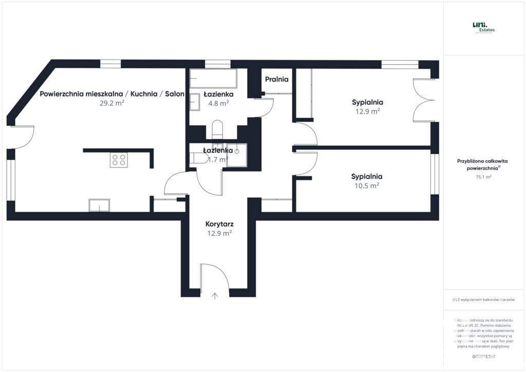 3 Pokoje | Ul Śliczna | 74m | 2 balkony | Okazja-16
