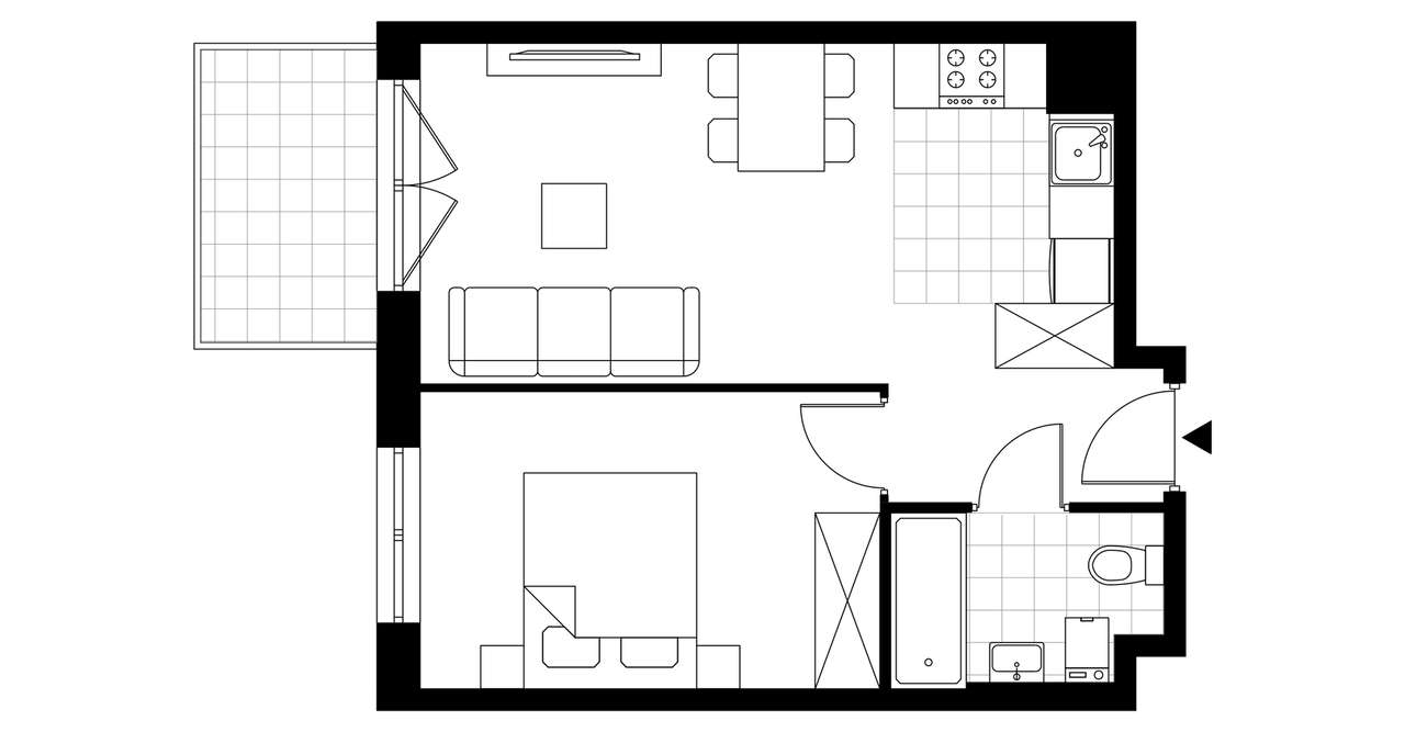 2-pokojowe mieszkanie 38m2 + balkon Bezpośrednio - Pełny obrazek: 3/5
