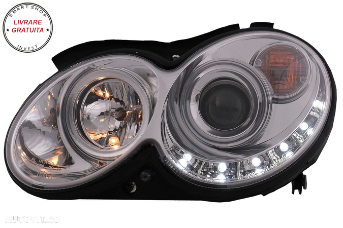 Faruri LED Mercedes CLK W209 C209 Coupe A209 Cabrio (2003-2010) Crom- livrare gratuita - 2